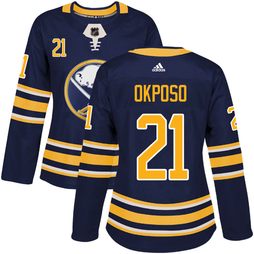 Adidas Buffalo Sabres 21 Kyle Okposo Navy Blue Home Authentic Women Stitched NHL Jersey
